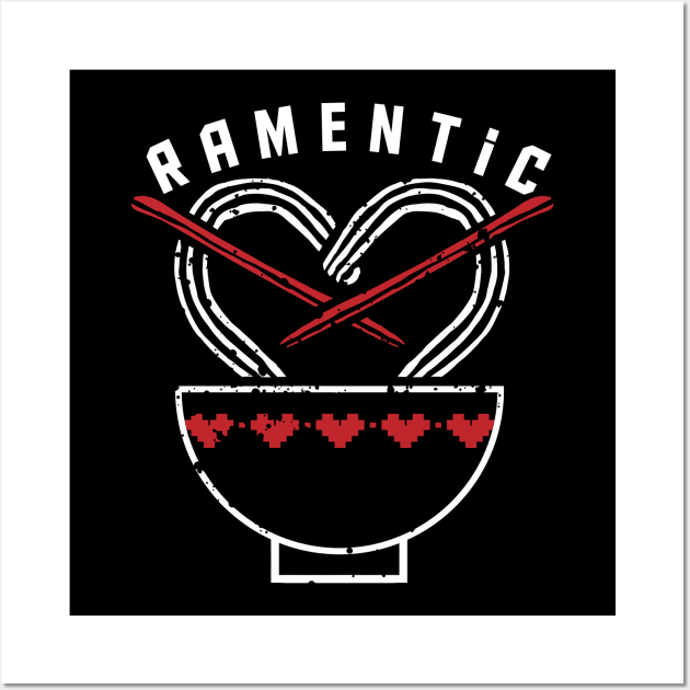 ramentic funny ramen lover romantic Wall Art by A Comic Wizard